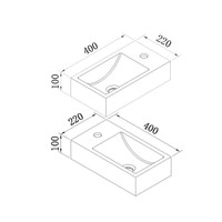 Fontein Sanilux Quartz Recto 40x22x10 cm Mat Zwart (kraangat rechts)