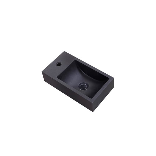 Fontein Sanilux Quartz Mini 36,5x18x9 cm Mat Zwart (kraangat links) 