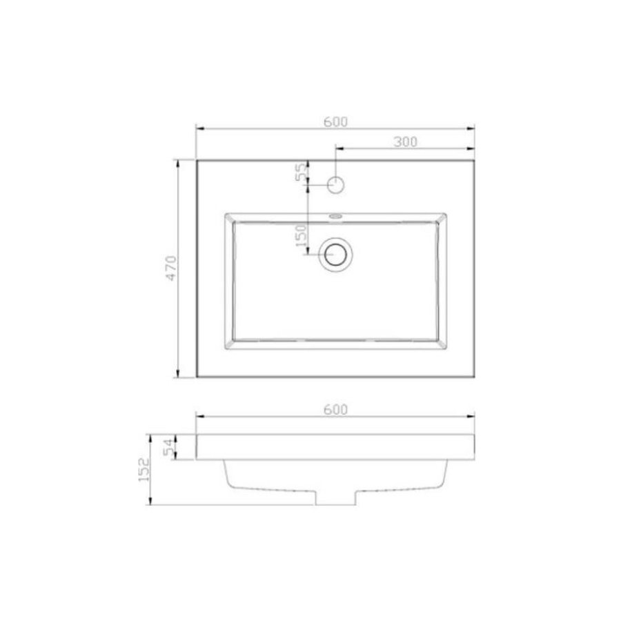 Badkamermeubel Sanilux PL 60 Greeploos Incl Spiegel En Wastafel Light Wood Multiplex 60x47x50 cm