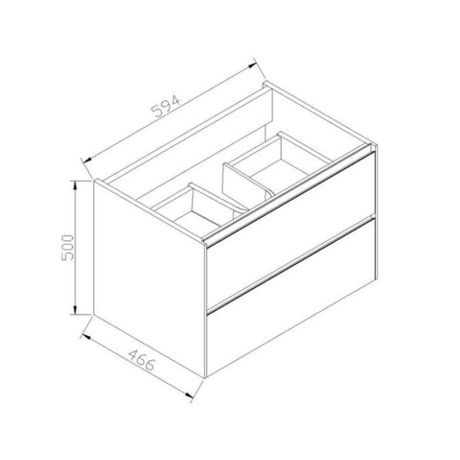 Badkamermeubel Sanilux PL 60 Greeploos Incl Spiegel En Wastafel Light Wood Multiplex 60x47x50 cm