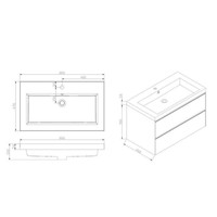 Badkamermeubel Sanilux PL 80 Greeploos Incl Spiegel En Wastafel Century Oak Multiplex 80x47x50 cm