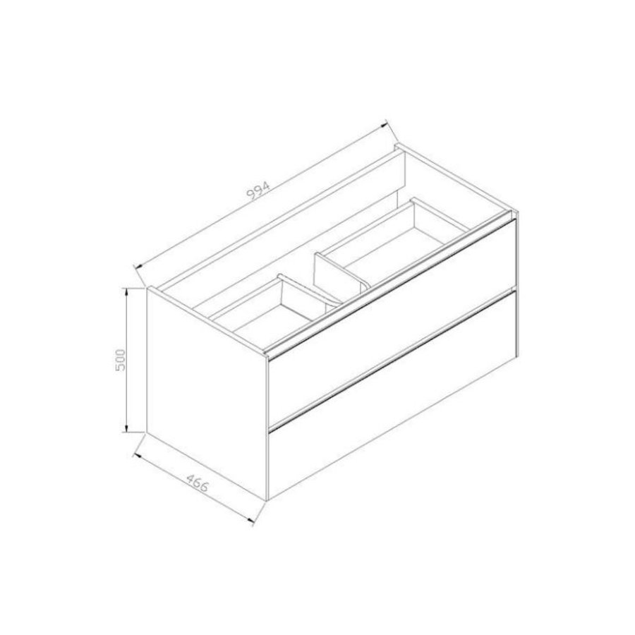 Badkamermeubel Sanilux PL 100 Greeploos Incl Spiegel En Wastafel Century Oak Multiplex 100x47x50 cm