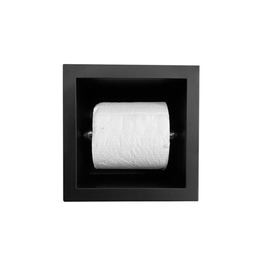 Toiletrolhouder Sanilux Inbouw Mat Zwart 13.5x13x12 cm