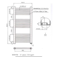Designradiator Boss & Wessing Vertico Multirail 80x40 cm Chroom Zij-Onderaansluiting