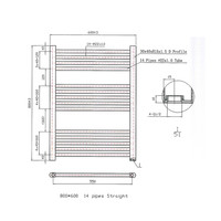 Designradiator Boss & Wessing Vertico Multirail 80x60 cm Wit Zij-Onderaansluiting