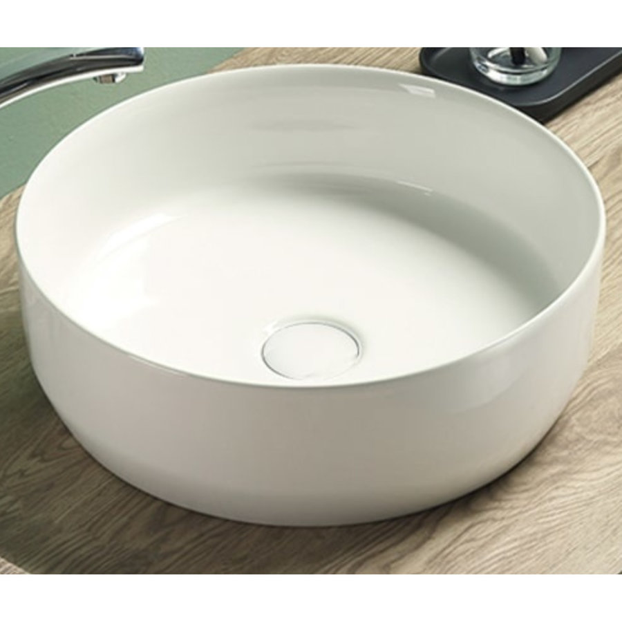 Waskom Sanilux Victoria Color Line Rond 39 cm Inclusief Click Waste Glans Wit