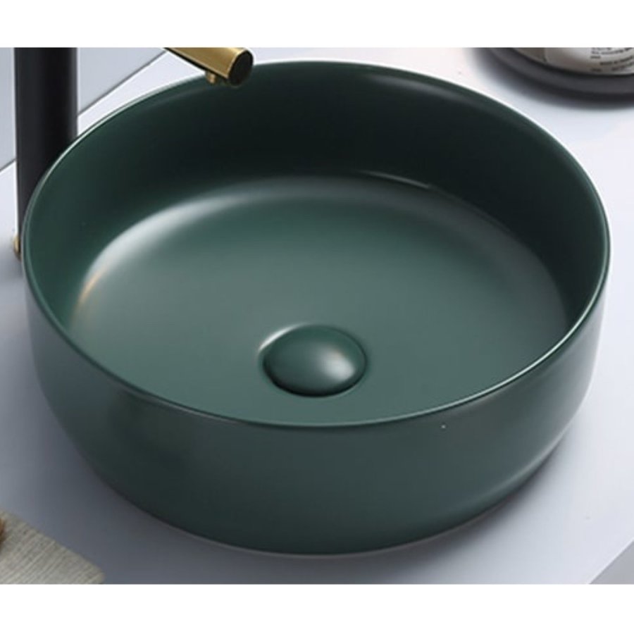 Waskom Sanilux Victoria Color Line Rond 39 cm Inclusief Click Waste Mat Jade Groen