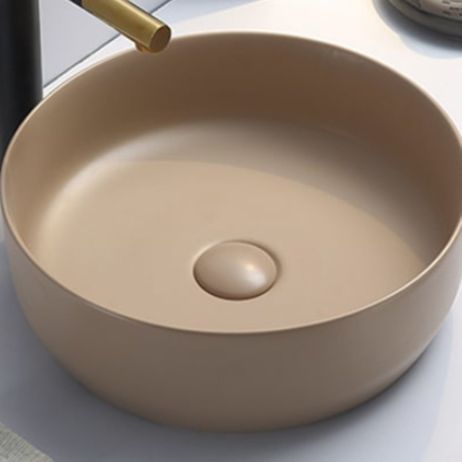 Waskom Sanilux Victoria Color Line Rond 39 cm Inclusief Click Waste Mat Zand Beige