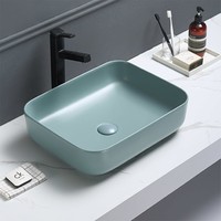 Waskom Sanilux Minerva Color Line 50x39x13 cm Inclusief Click Waste Mat Fjord Groen