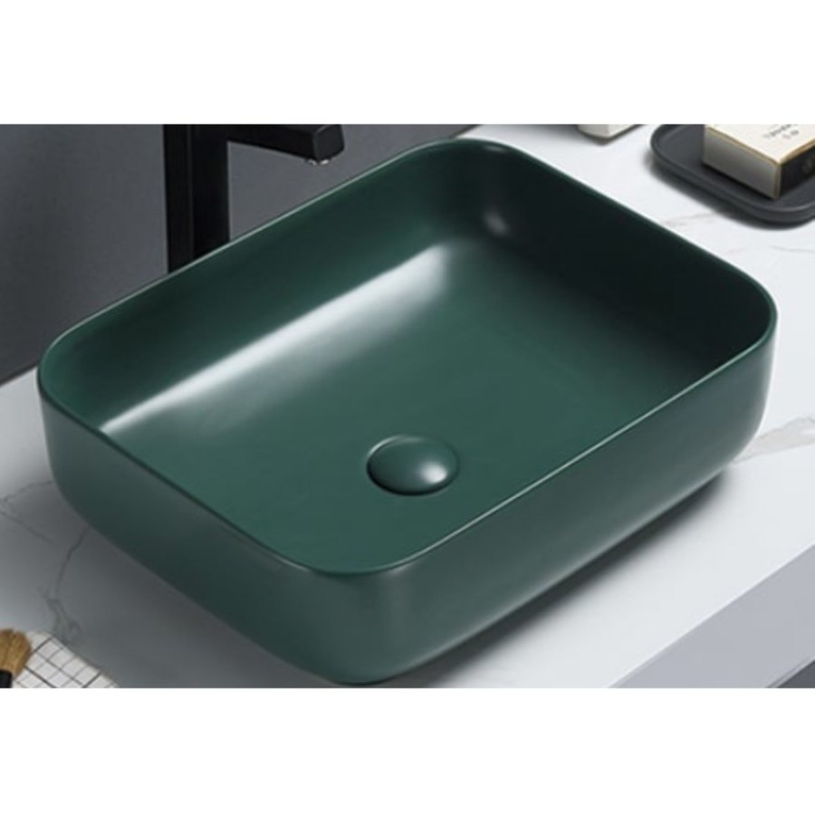 Waskom Sanilux Minerva Color Line 50x39x13 cm Inclusief Click Waste Mat Jade Groen