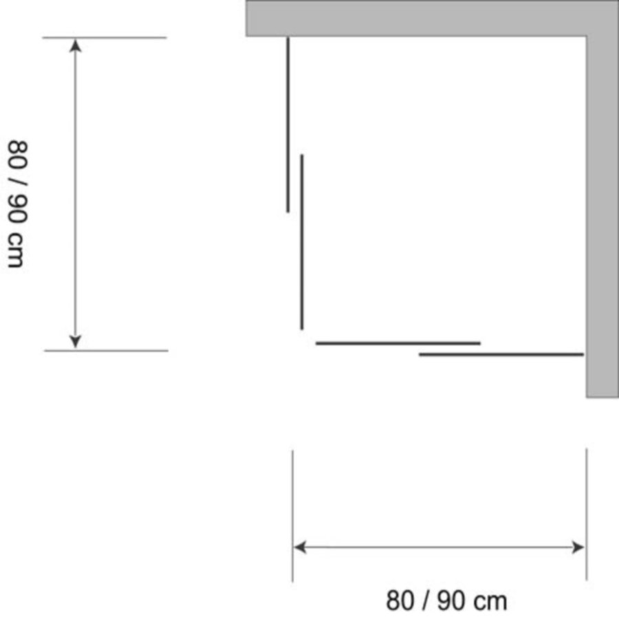 Douchecabine Hoekinstap Plieger Economy 2.2mm Acryl 90x185cm Aluminium