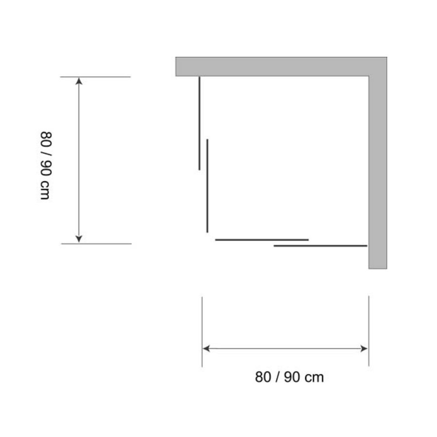 Douchecabine Hoekinstap Plieger Class 90x185cm 3mm Glas Wit