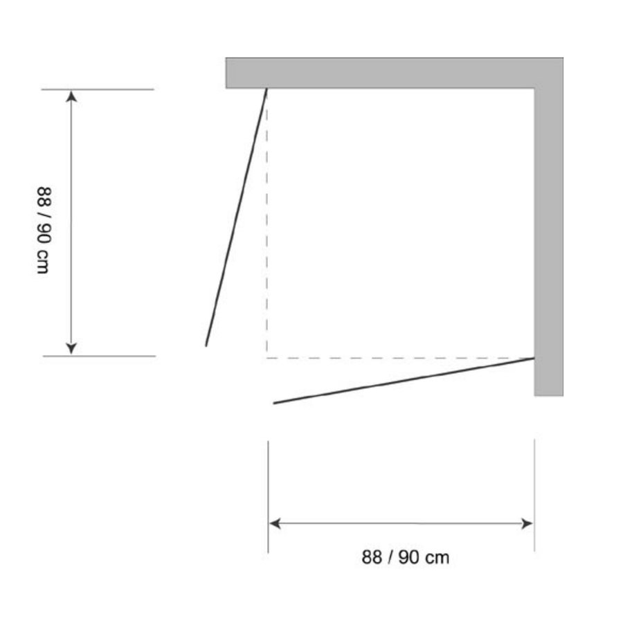 Douchecabine Hoekinstap Plieger Royal 2-delig 6mm Glas 90x185cm Chroom