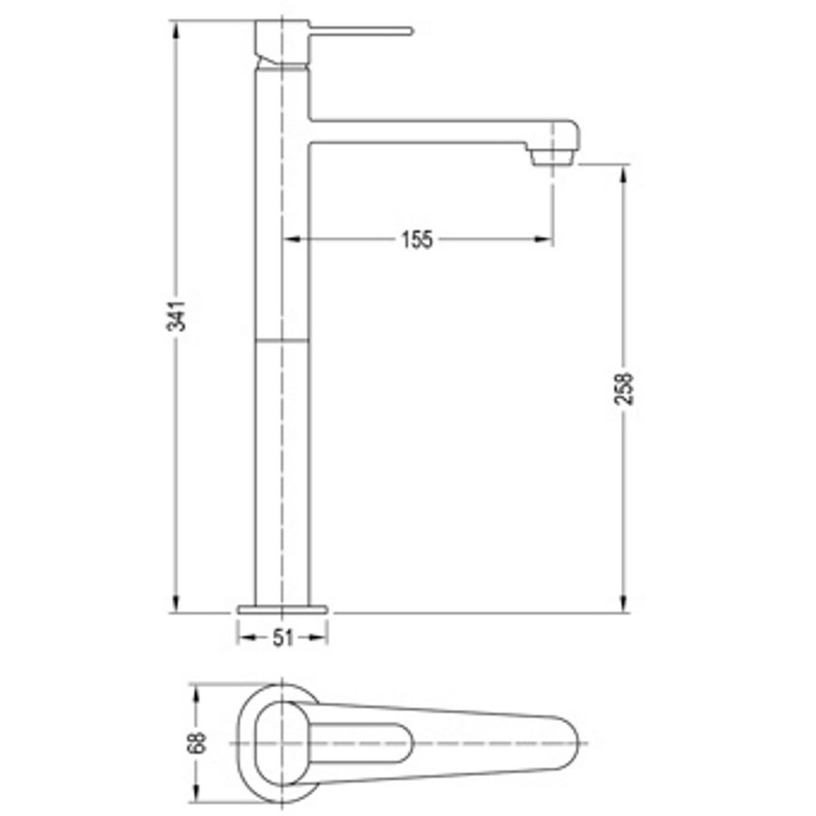 Wastafelkraan Plieger Slim Verhoogd 34,1 cm Chroom