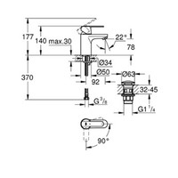 Wastafelkraan Grohe Get EcoJoy S-size met Push Open Wit