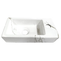 Fonteinset Wiesbaden Mini Rhea 36x18x9 cm Rechts Carrara Geborsteld Messing Goud