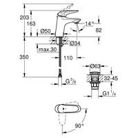 Wastafelkraan Grohe Wave New M-size ES met Push Open Chroom