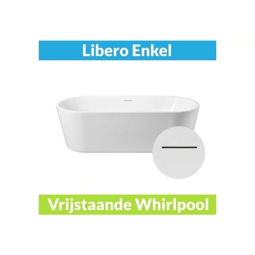 Vrijstaande Whirlpool Libero 178x80x58.5 cm Luchtsysteem Mat Wit (afvoer optioneel) 