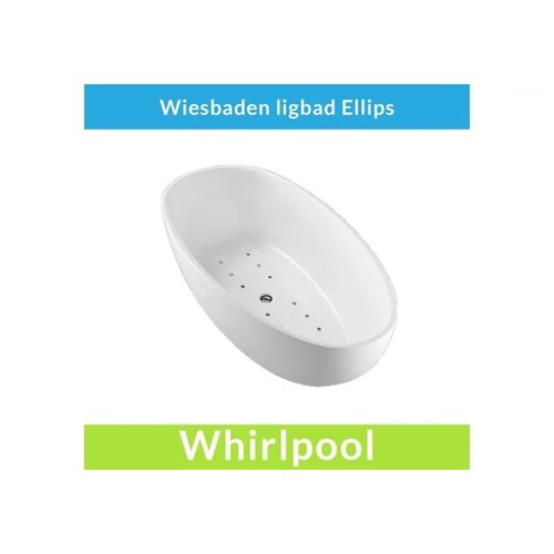 Vrijstaande Whirlpool Wiesbaden Ellips 180x90x58 cm Luchtsysteem Met RVS Jets Wit 