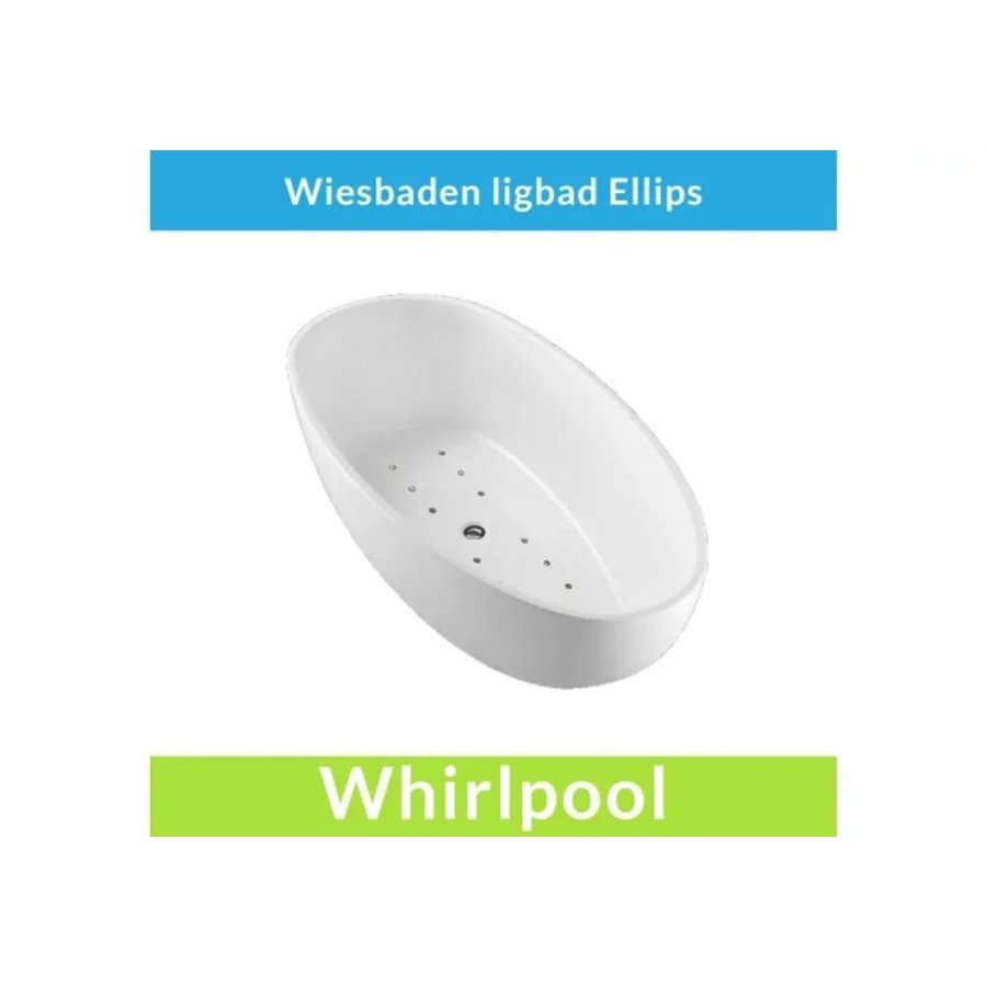 Vrijstaande Whirlpool Wiesbaden Ellips 180x90x58 cm Luchtsysteem Met RVS Jets Wit