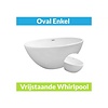 Wiesbaden Vrijstaande Whirlpool Wiesbaden Oval 170x78x60 cm Luchtsysteem Mat Wit (afvoer optioneel)