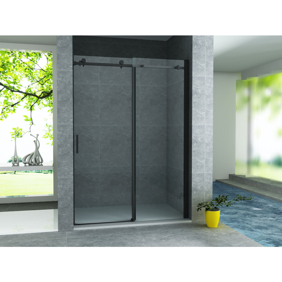 Schuifdeur Aqua Splash Hayes 140x200 cm Helder Glas Mat Zwart Profiel