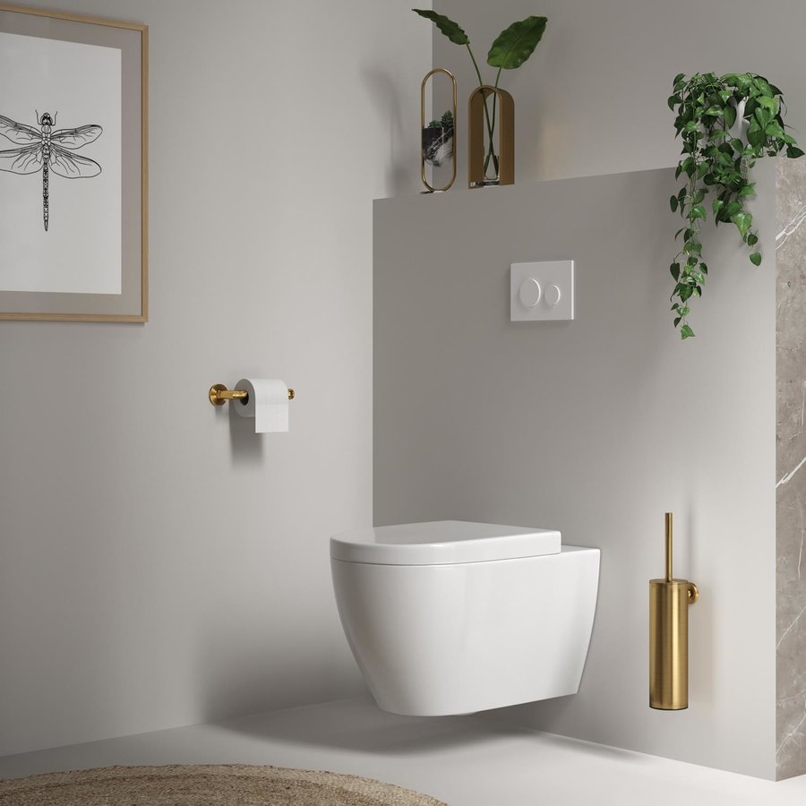 Toiletborstelset Brauer Gold Wandmontage met PVD coating Geborsteld Goud