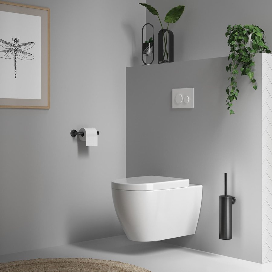 Toiletborstelset Brauer Gunmetal Wandmontage met PVD coating Geborsteld Gunmetal