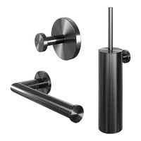 Toiletaccessoire Set Brauer Gunmetal 3-in-1 met PVD coating Geborsteld Gunmetal