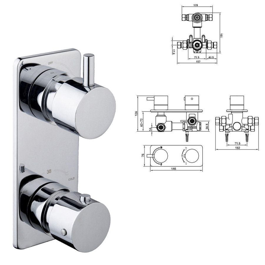 Aktieset Wiesbaden Inbouw Regendouche Caral Rechthoek Plafonduitloop Chroom