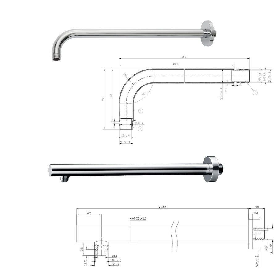 Aktieset Wiesbaden Inbouw Regendouche Caral Rechthoek Wanduitloop Chroom