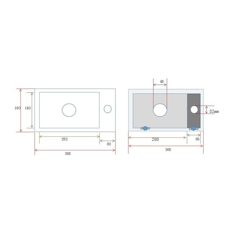 Fonteinset Wiesbaden Mini Rhea 36x18x9 cm Rechts Quartz