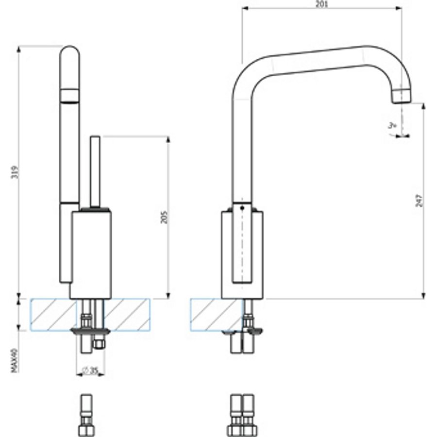 Keukenkraan Plieger Joy 1-Gats met Draaibare Uitloop Chroom