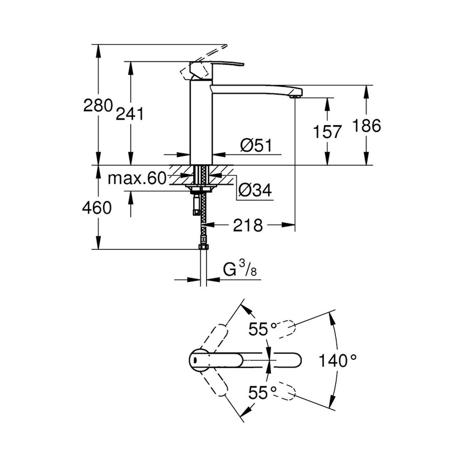 Keukenkraan Grohe Wave Cosmopolitan 1-Gats Chroom