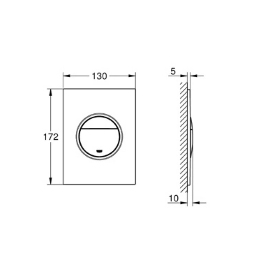 Bedieningsplaat Grohe Nova Cosmopolitan S WC DF 13x17,2cm MatChroom