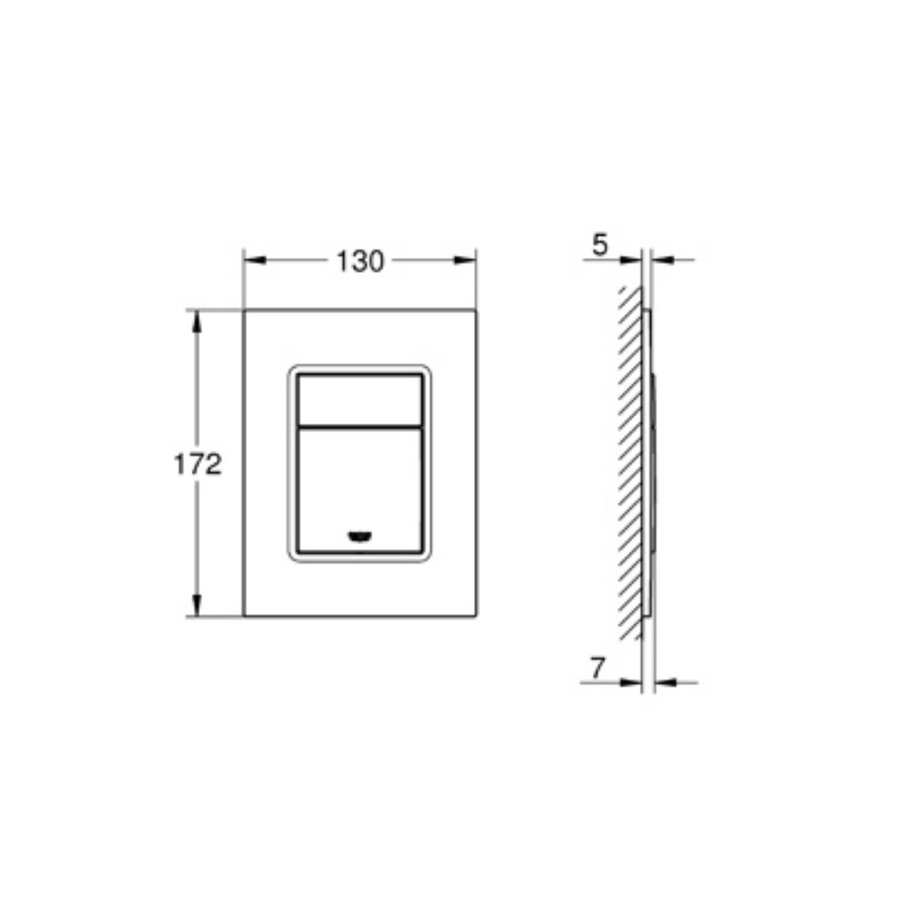 Bedieningsplaat Grohe Skate Cosmopolitan S WC DF 13x17,2cm Alpine Wit