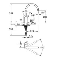 Keukenkraan Grohe Feel Mengkraan 1-Gats Met Instelbare Hoge Uitloop Chroom