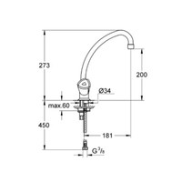 Keukenkraan Grohe Costa Trend 1-Gats Met Hoge Uitloop Chroom