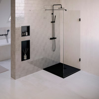 Douchebak Sanitop Just Creating Relievo Crag 90x90 cm Mat Zwart