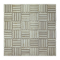 Mozaiek Parquet 1x4.8 30x30 cm Marmer Cream Blokverband (Prijs per 0,99 M2)