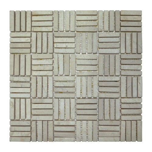 Mozaiek Parquet 1x4.8 30x30 cm Marmer Cream Blokverband (Prijs per 0,99 M2) 