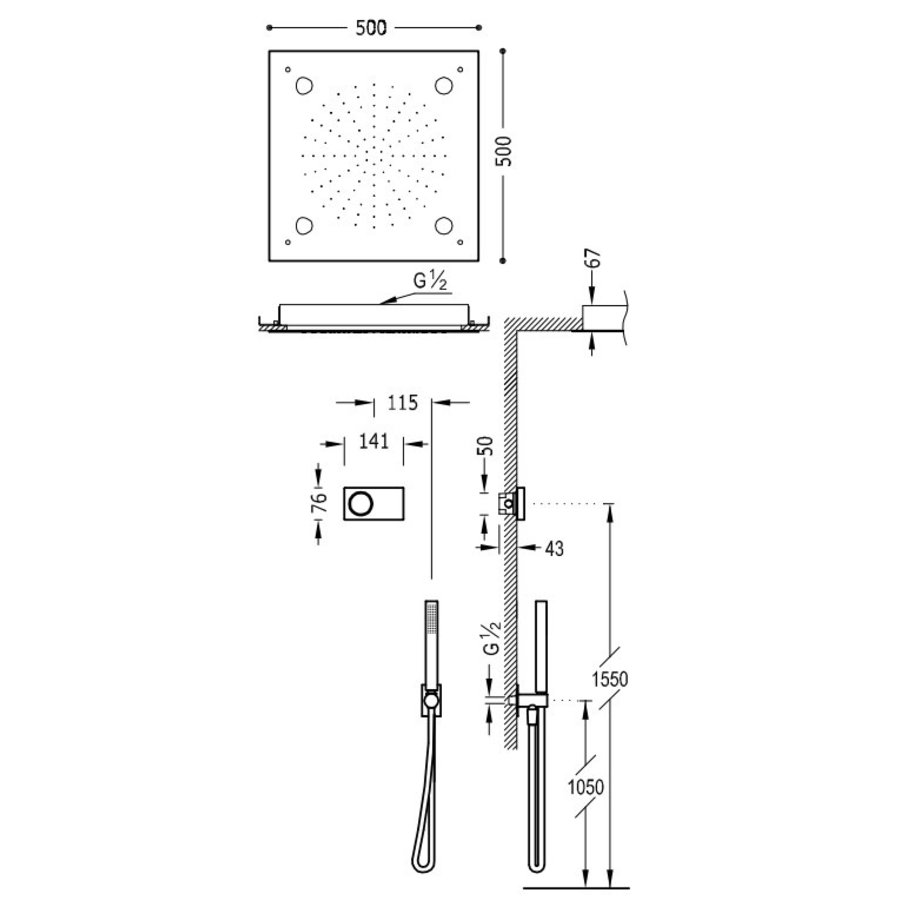 Elektronische Douchethermostaat Set Type 13