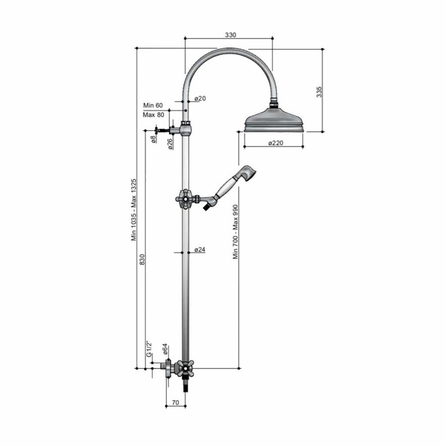 Thermostatische Regendouche Set Amice Sds 5