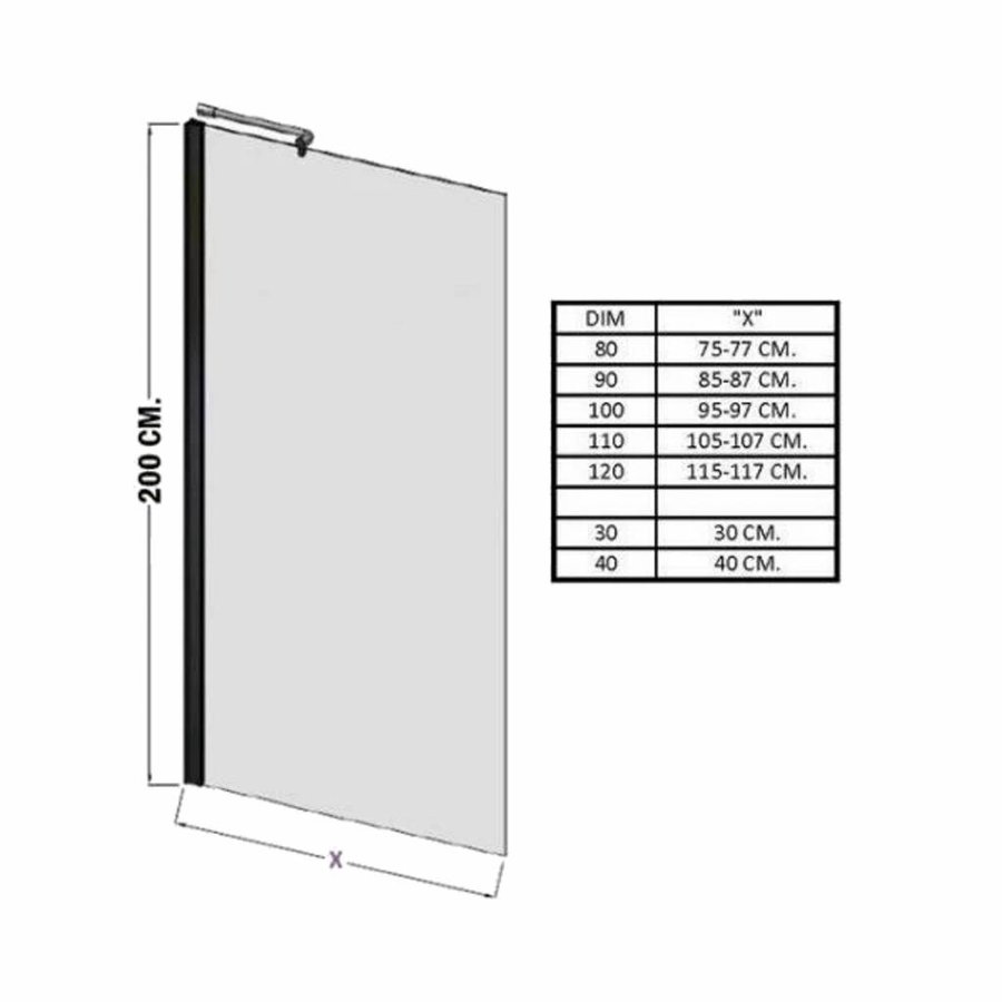 Inloopdouche Met Profiel En Easyclean Coating (Alle Maten) x 200cm