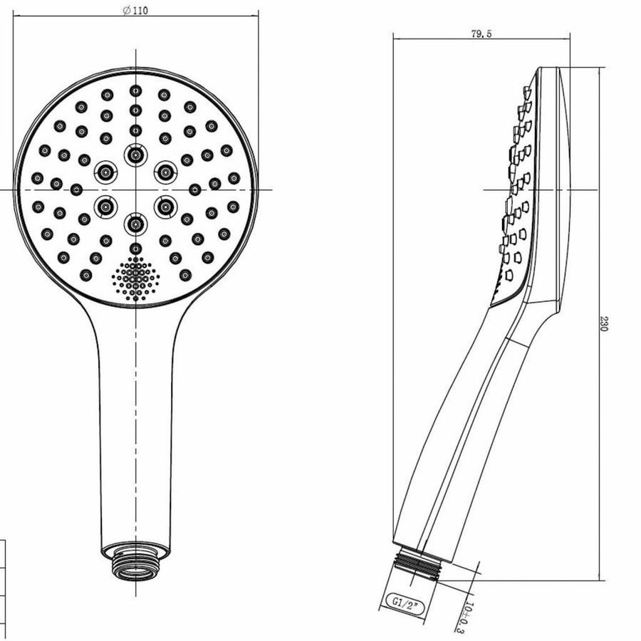 Handdouche Wiesbaden Smart ABS 3 standen Mat Zwart