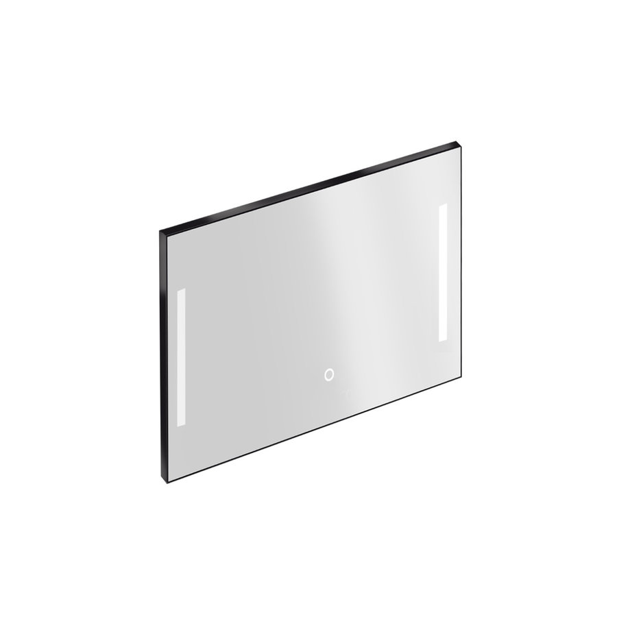 Badkamerspiegel met Verlichting Xenz Pacengo 100x70 cm Industrieel Zwart Frame en Spiegelverwarming