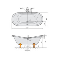 Vrijstaand Bad Sapho Charleston 188x80x71 cm Wit met Leeuwenpoten