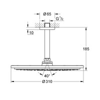 Regendouche Grohe Rainshower Cosmopolitan Metal Met Plafondbuis Hard Graphite Geborsteld