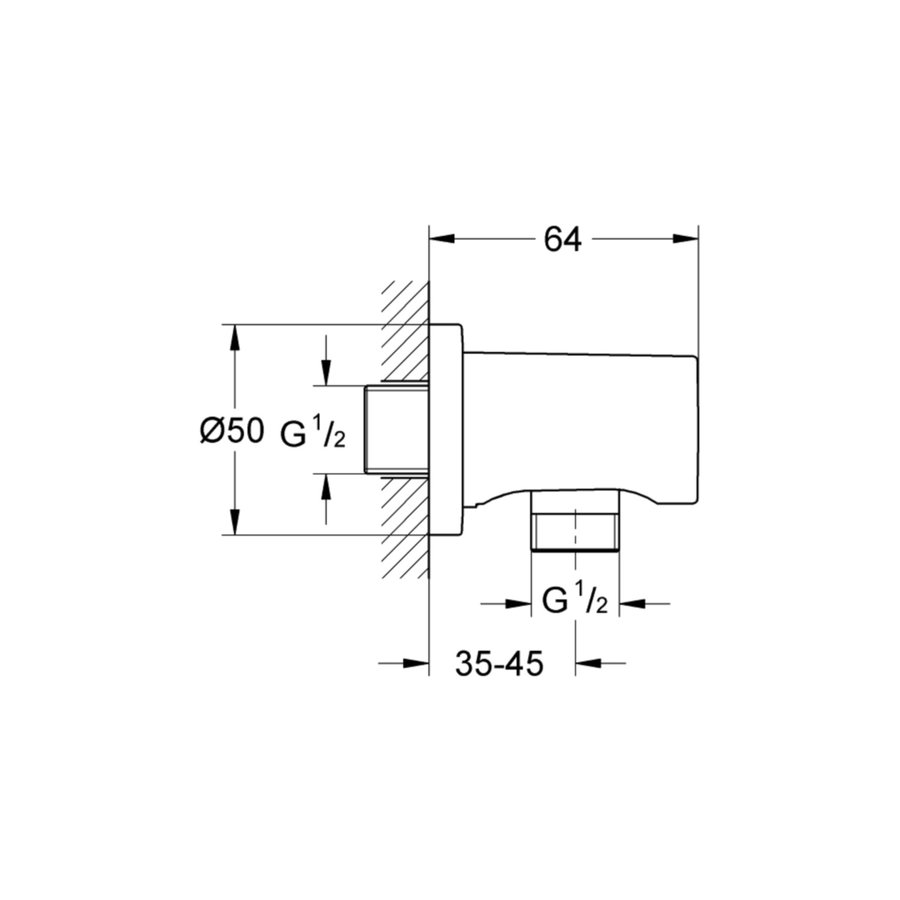 Wandaansluitbocht Grohe Rainshower Hard Graphite Geborsteld