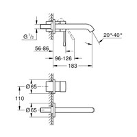 Wastafelkraan Grohe Essence Inbouwkraan 18.3 cm Hard Graphite Geborsteld (excl. inbouwdeel)